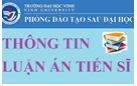 Luận án tiến sĩ của NCS Nguyễn Thị Xuân Lộc; chuyên ngành Quản lý giáo dục