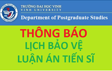 Thông báo lịch bảo vệ luận án tiến sĩ của NCS Phan Thị Cẩm Vân - chuyên ngành Lịch sử thế giới