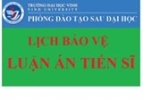  Lịch bảo vệ luận án tiến sĩ cấp trường của NCS Nguyễn Thị Xuân Lộc, chuyên ngành Quản lý giáo dục